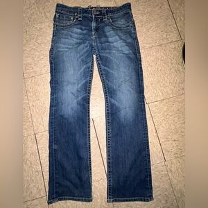 34X34 Rock Revival Men's Blue Slim Straight Jeans with Fading